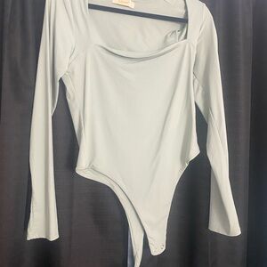 Cream Asymmetrical Long Sleeve Bodysuit